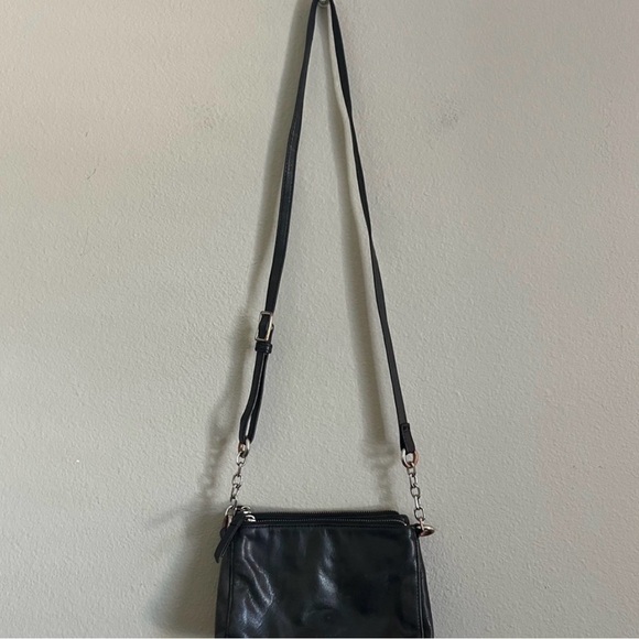 MARGOT small New York black leather crossbody bag purse - Picture 2 of 9